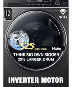 Haier 8 Kg 5 Star Inverter Direct Motion Motor Fully Automatic Front Load Washing Machine (HW80-IM1479CS8U1, 525 Super Drum, Puri Steam, Dark Jade Silver)